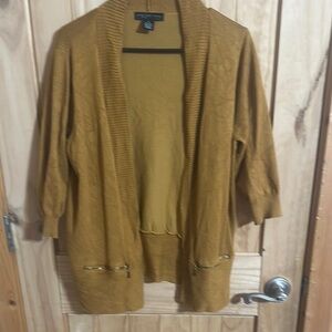 Joan Vass Mustard Yellow Cardigan Sweater